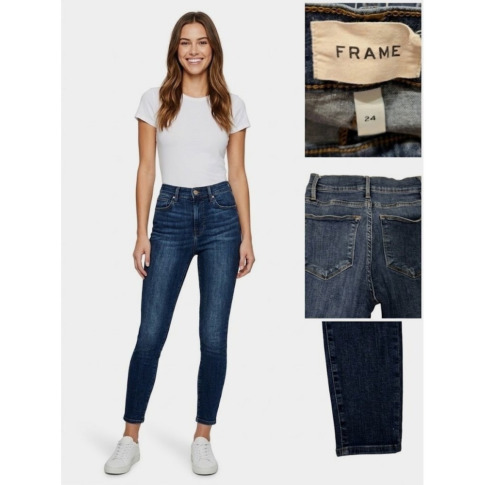 FRAME Le High Skinny Crop Women 24 Blue Excellent High Rise Stretch Denim